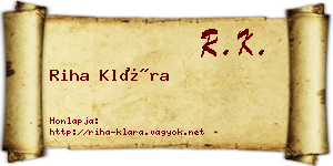 Riha Klára névjegykártya